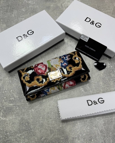 Dolce & Gabbana кошелек женские натуральная кожа текстиль черные микс люкс 639399TC