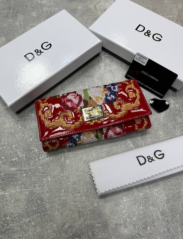 Dolce & Gabbana кошелек женские натуральная кожа текстиль красные микс люкс 903310NQ