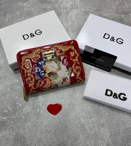 Dolce & Gabbana кошелек женские натуральная кожа текстиль красные микс люкс 486145DT
