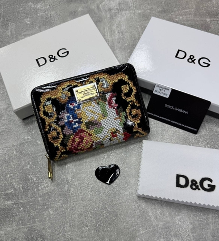 Dolce & Gabbana кошелек женские натуральная кожа текстиль черные микс люкс 148766GU