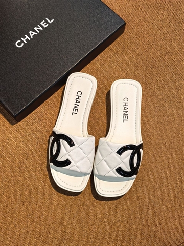 Chanel шлепанцы женские натуральная кожа летние белые премиум 973809WQ