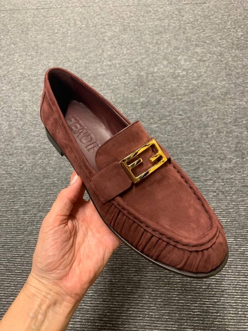 Fendi лоферы женские натуральная замша летние весенние / осенние оранжевые премиум 453195XN