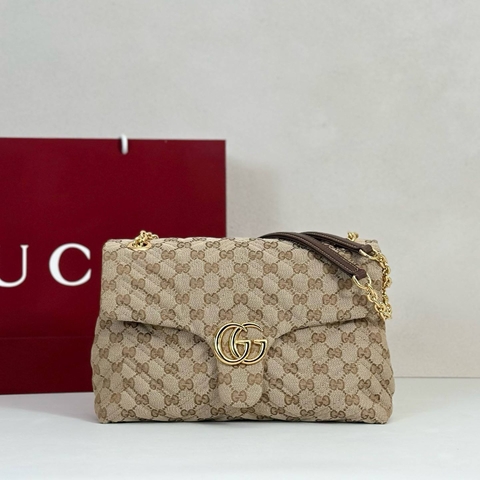 Gucci сумка женские текстиль жаккард бежевые премиум 309386CE
