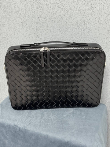 Bottega Veneta Getaway Slim Briefcase портфель мужские натуральная кожа черные премиум 913413QV
