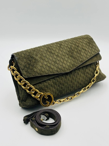 Gucci сумка женские натуральная замша зеленые люкс 248515KD