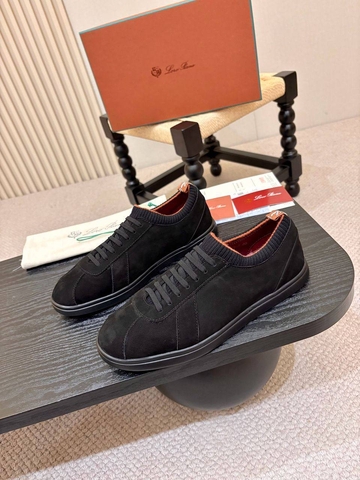 Loro Piana кроссовки мужские нубук весенние / осенние черные люкс 398271VM