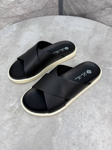 Brunello Cucinelli шлепанцы мужские натуральная кожа летние черные премиум 279290GX