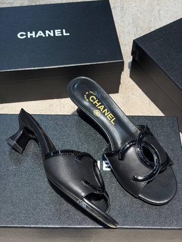 Chanel сабо женские натуральная кожа летние черные премиум 130647ES