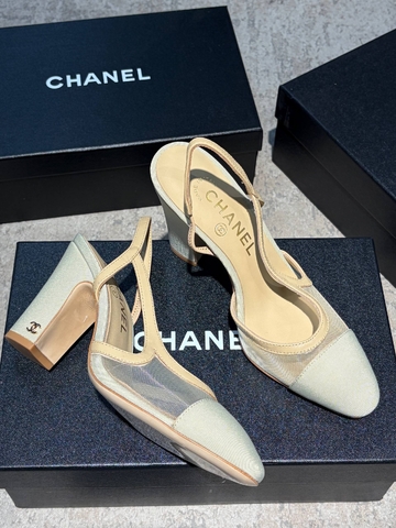 Chanel туфли женские натуральная кожа текстиль сетка летние весенние / осенние бежевые премиум 528979CW