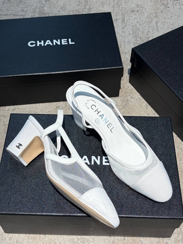 Chanel туфли женские натуральная кожа текстиль сетка летние весенние / осенние белые премиум 142420MF