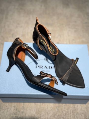 Prada босоножки женские натуральная кожа летние черные премиум 282826UW