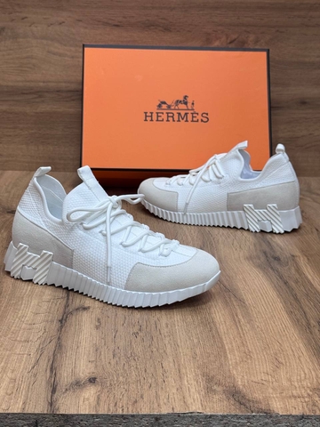 Hermes кроссовки женские текстиль натуральная замша летние весенние / осенние белые люкс 445570HP