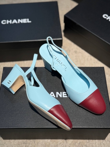 Chanel туфли женские натуральная кожа летние весенние / осенние голубые премиум 264402HA