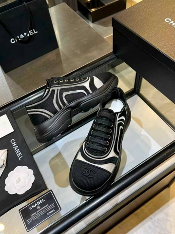 Chanel кроссовки женские текстиль сетка летние весенние / осенние черные премиум 560936VF