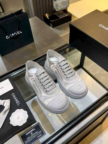 Chanel кроссовки женские текстиль сетка летние весенние / осенние серые премиум 704764OS