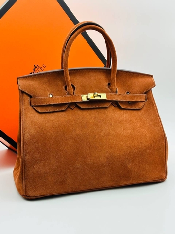 Hermes сумка женские натуральная замша коричневые люкс 993025SM