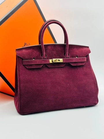 Hermes сумка женские натуральная замша бордовые люкс 674120JK