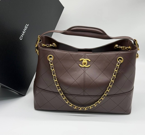 Chanel сумка женские натуральная кожа коричневые люкс 903072PA