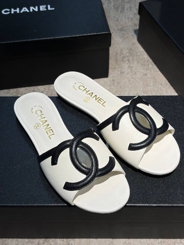 Chanel шлепанцы женские натуральная кожа летние белые премиум 324902XN