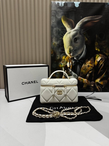 Chanel сумка женские натуральная кожа белые люкс 707409OP