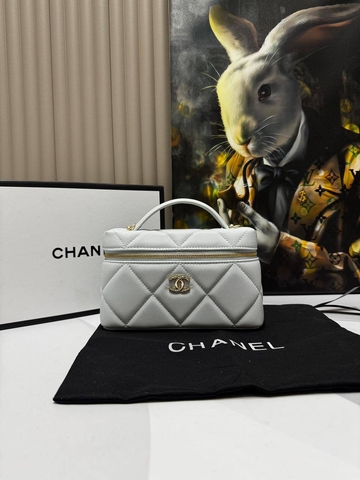 Chanel сумка женские натуральная кожа серые серебристые люкс 366276WC