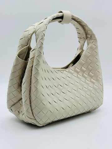 Bottega Veneta сумка женские натуральная кожа бежевые белые люкс 802218FF