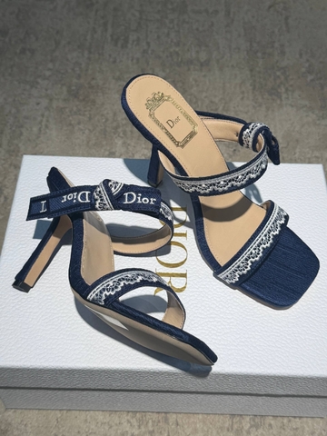 Dior сабо женские текстиль летние синие премиум 917368AU