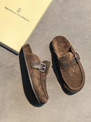 Brunello Cucinelli мюли женские натуральная замша летние весенние / осенние коричневые премиум 441618CC
