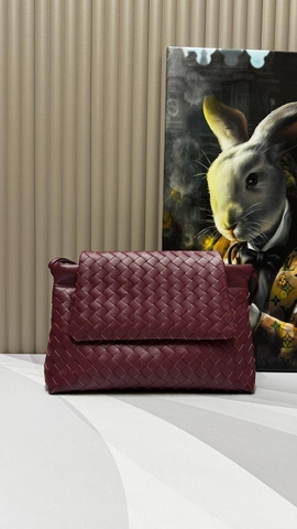 Bottega Veneta сумка женские натуральная кожа бордовые люкс 733803NI