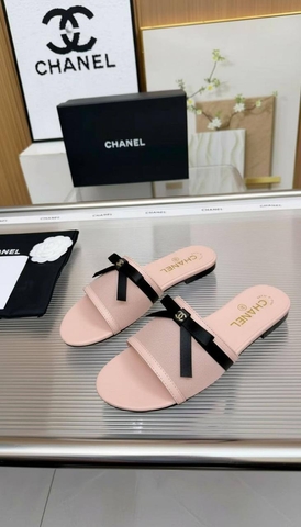 Chanel шлепанцы женские натуральная кожа сетка летние розовые премиум 824335XJ