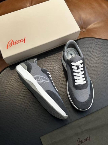 Brioni кроссовки мужские текстиль натуральная замша весенние / осенние серые премиум 349173OO