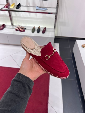 Gucci мюли женские натуральная замша летние весенние / осенние красные премиум 154858TQ