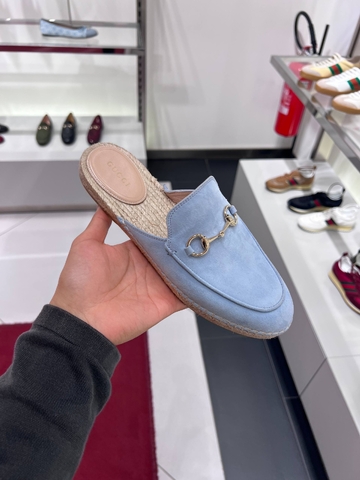 Gucci мюли женские натуральная замша летние весенние / осенние голубые премиум 593987NP